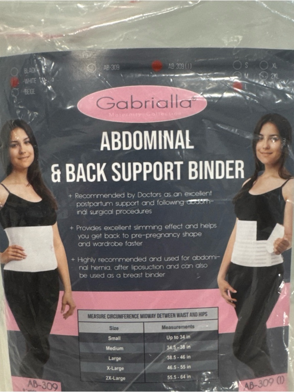 Gabriella Abdominal & Back Support Binder - White